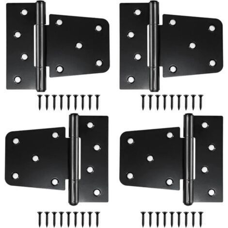 Heavy Duty Door Hinges, Heavy Cabinet Door Hinges, Flat Door Hinges, Black (4 pieces) (1/5)