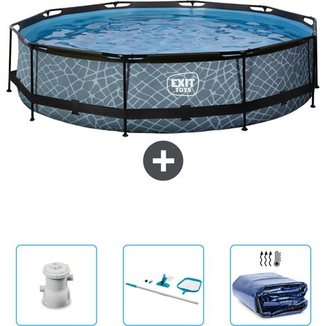 Exit-toys Piscina Exit Redonda - Efecto piedra - 360x76 cm - 6-piezas  SCB93 (1/4)