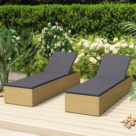 Chaise longue-Bain de soleil-Transat de relaxation Résine tressée Marron et gris foncé 147463 (1/5)