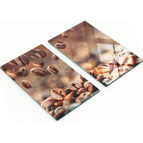 Planches décoratives multifonctions en verre pour la cuisine, motif grains de café, 2 x 30 x 52 cm (1/5)
