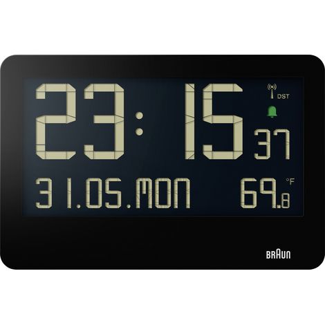 Braun BC 14 Horloge Murale Numérique Noir Radiopilotée
