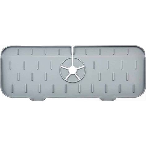 Tapis de robinetterie en silicone pour cuisine, également adapté aux salles de bains - protection anti-éclaboussures - tapis d'évier - protection anti-éclaboussures - plan de travail (gris)