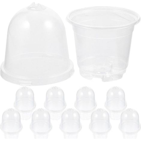 Pot de fleurs transparent en PET avec trous de drainage pour plantes succulentes et stockage de graines (lot de 10) (1/5)