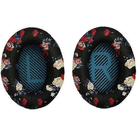 Coussinets d'oreille de rechange compatibles avec les casques Bose Quiet Comfort 35/ Bose QC 35/25/15/AE2/AE2i-Black Flower