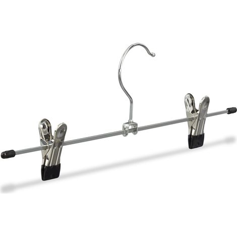 Set di 10 grucce con mollette antiscivolo polivalenti 9 x 35,5 x 2,5 cm in ferro cromato nero 130006167