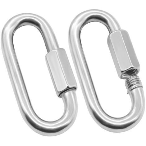 QORVA-Lot de 2 mousquetons robustes à maillons rapides M10 en forme de D, connecteurs de chaîne de sécurité pour camping, randonnée (1/5)
