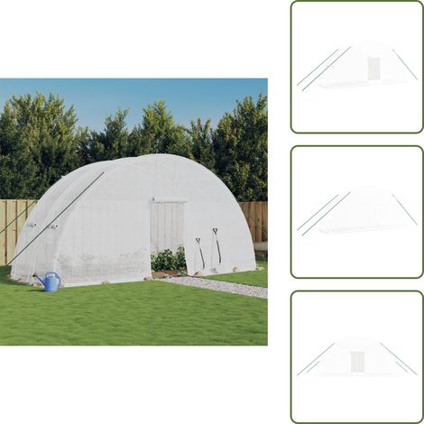 Serre avec cadre en acier blanc 12 m² 6x2x2,85 m - Serre De Jardin - Serre En Acier - Serre Blanche - Abri Jardin - Tunnel De Jardin (1/5)