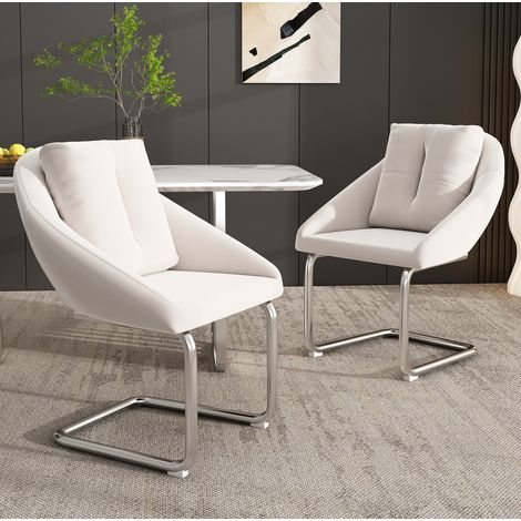 sedia velluto beige set 2 seduta ergonomica moderna OKMYHOME (1/5)