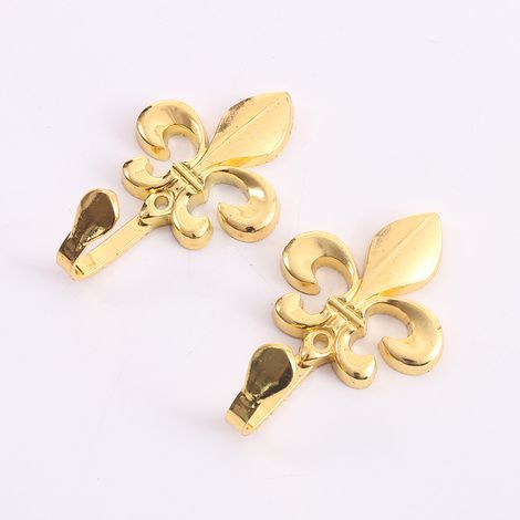 2-piece wall-mounted curtain hooks, vintage-style metal engraving craftsmanship, decorative hangers, for living room, bathroom, or closet coat hooks, gold (1/5)