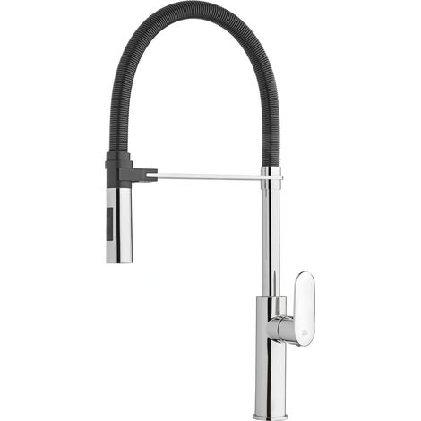 Paffoni Candy série CA179CR mitigeur d'évier avec bec pivotant Laiton - Chrome avec ressort noir mat (1/3)