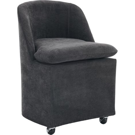 2er-Set gepolsterte Drehstühle aus Chenille mit Rollen, grau, 53 x 53,5 x 78,5 cm, MODENUIT (1/5)