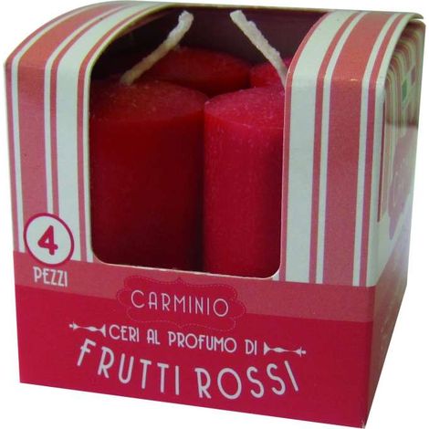 CERERIA DI GIORGIO Set 4 Candele Profumate Frutti Rossi 3x5.5 cm Rosso