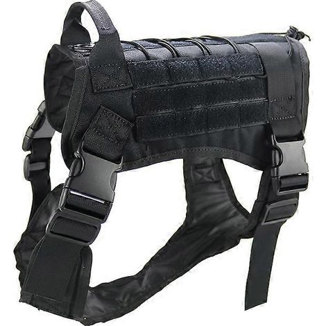Filiyano-Harnais tactique pour chien avec poignée en nylon, harnais d'entraînement réglable, gilet de travail pour animaux de compagnie, noir, taille (1/5)