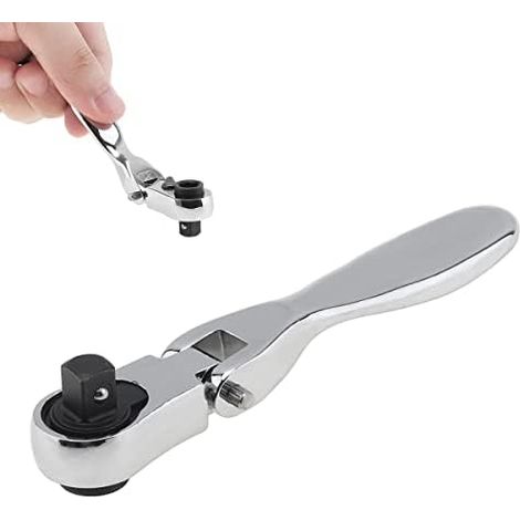CSPARKV Mini llave de trinquete de 1/4" de acero al cromo vanadio reversible de 72 dientes, llave de tubo rápida 2 en 1 con cabeza cuadrada