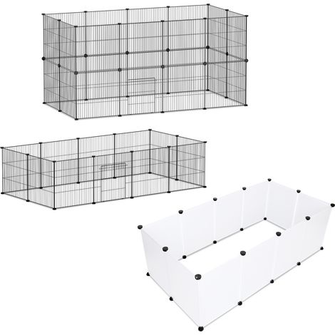 SWANEW Recinto da esterno Recinto a rete Playpen per conigli Playpen Gabbia per piccoli animali ruspanti Recinto Nero 110 x 110 x 47 cm (1/5)