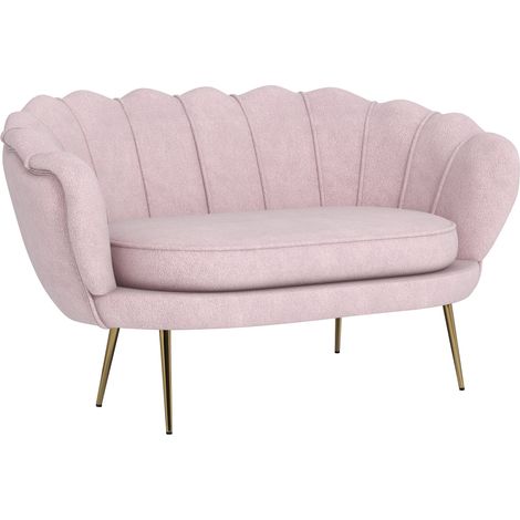 Divano 2 Posti 130x77x77 cm in Velluto Rosa (1/5)