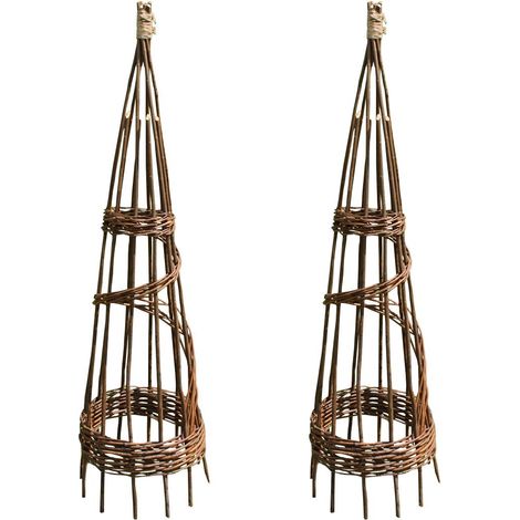 Set of 2 Spiral Willow Garden Obelisks (1.2m)