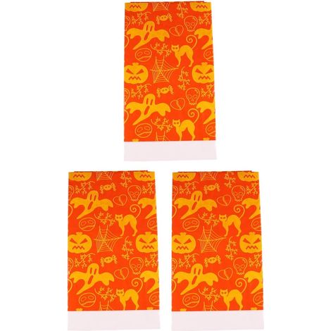 Lot de 3 nappes d'Halloween orange au design créatif, protégeant contre les taches et les éclaboussures (1/5)