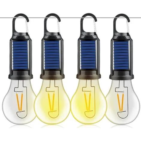 Lot de 4 lanternes de camping rechargeables - 3 modes d'éclairage - Ampoule rechargeable avec batterie - Chargement USB - Lanterne de camping LED - Luminosité réglable - Lampe de camping (1/3)