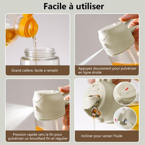 470 ML Spray Pour Huile et Distributeur d Huile, Huile d'olive Distributeur verseur pour, Cuisine,Friteuse d'air,Salade, Barbecue (Blanc) (1/5)