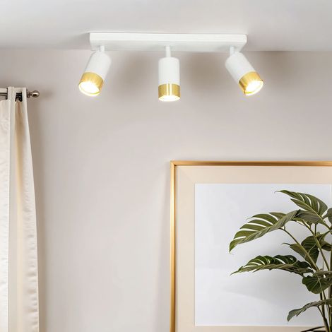 Deckenstrahler Aluminium GU10 verstellbar in Weiß Gold 3-flammig länglich Spot Lampe Decke