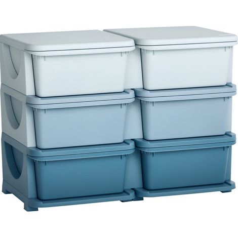 Cajonera organizadora de plástico azul con 6 cajones para niños (1/4)