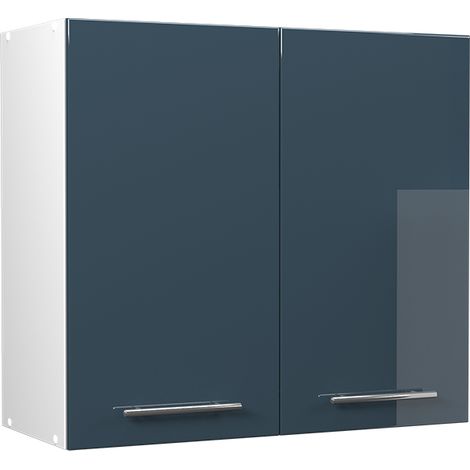 Pensile da cucina Fame-Line, Blu scuro lucido/Bianco, 80 cm, Vicco (1/5)