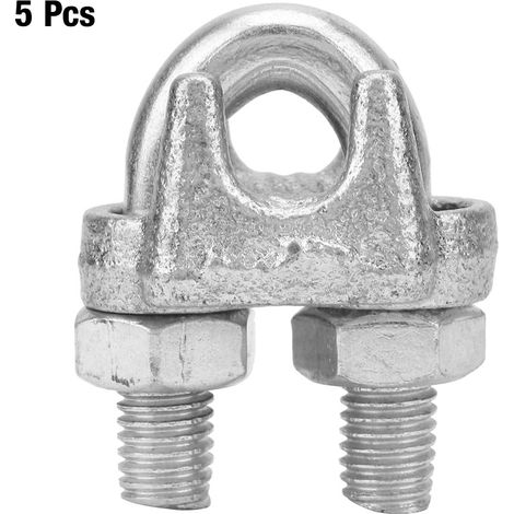 5 pcs Stainless Steel Clamp Wire Rope Clip Cable Clamp Fastener Silver Tone(M10) (1/5)