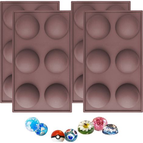 Moule en silicone demi-cercle à 6 cavités, moule à bonbons et à gâteaux gélifiés, ensemble de moules pour la décoration de gâteaux, dômes de mousse, gelées, crèmes glacées et cupcakes. (1/5)
