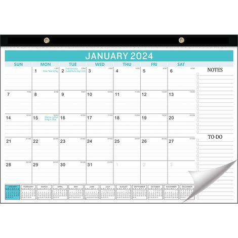 Calendrier Murale - 18 Mois De Janvier 2024 À Juin 2025 - Format 30,5 X 43 Cm - Papier Épais - Reliure Double Fil - 1 Pièce (1/5)