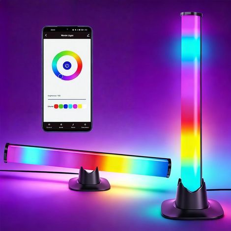 2PCS LED Barre LED Light Bar, Colonne Lumineuse pour Gaming Room Multicolores Lumineuse 16 Millions De Couleurs RGB, avec Application, Télécommande, Synchronisation Musicale Et Mode Scène (1/5)