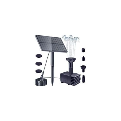 Bombas solares para fuente exterior - Bomba solar para estanque - Fuente solar para exterior con filtro - Fuente solar para estanque - 6 buses para colibrí, estanque, piscina, acuario - Crezuo