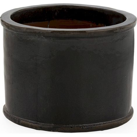 Cache pot en grès gris déchu avec orifice de drainage élégant - gris déchu foncé