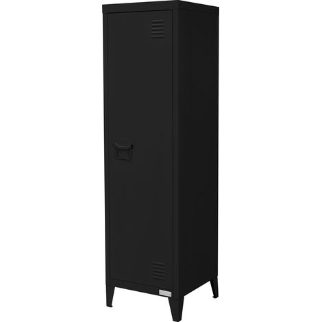 ML-Design Archivador Alto de Oficina 38x38x137,5 cm Acero Negro Armario Independiente con 4 Patas Mesita Auxiliar Metálica con 3 Compartimentos Mueble para Almacenamiento Documentos Cajonera de Hogar (1/5)