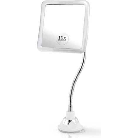2 couleurs Miroir grossissant flexible à col de cygne éclairé x 10  Miroir de voyage LED rechargeable amélioré avec ventouse pour salle de bain, éclairage, carré