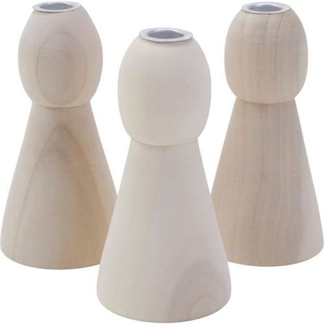 Bougeoir - Bois - 10 cm - Blanc - Décoration de fête - Intérieur