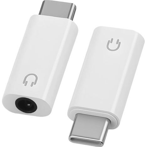 2er-Pack USB-C-auf-3,5-mm-Kopfhöreradapter, Typ-C-auf-3,5-mm-Aux-Klinkenstecker-Dongle, kompatibel mit iPhone 16/15 Pro, Samsung Galaxy S24/S23, iPad Pro, weißer USB-C-Kopfhöreradapter (1/5)