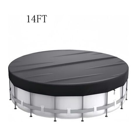 Bâche de piscine-Bâche de protection ronde pour piscine - avec cordon de serrage pour une utilisation facile -43020CM (14 pieds), noire (1/5)