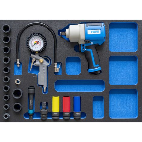 Satz Druckluftwerkzeuge fur Automotive in weicher Thermoformung Fervi tm01/052