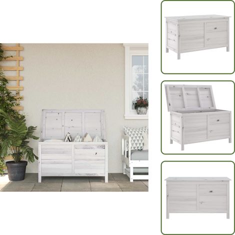 Muebles de jardín - vidaXL Arcón de jardín madera maciza abeto blanco 99x49,5x58,5 cm - Caja de almacenamiento