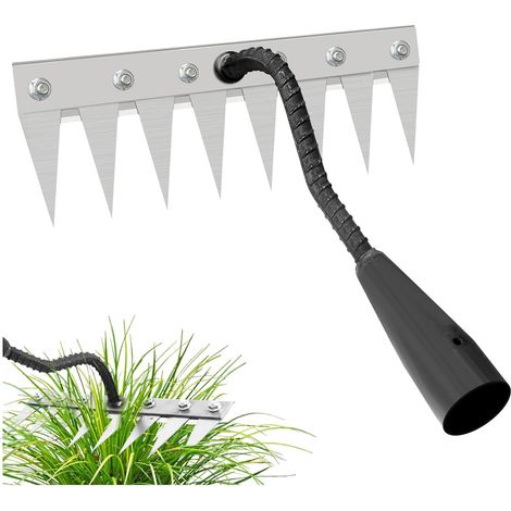 8-Tine Weeding Rake, Multifunctional Metal Weeding Rake, Carbon Steel Garden Rake, Heavy-Duty Metal Garden Rake for Weeding, Loosening Soil, and Sowing (Handle Not Included)