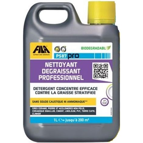 Fila – Nettoyant dégraissant professionnel 1L – Élimine taches tenaces sur grès cérame, béton et pierre – Formule biodégradable et concentrée