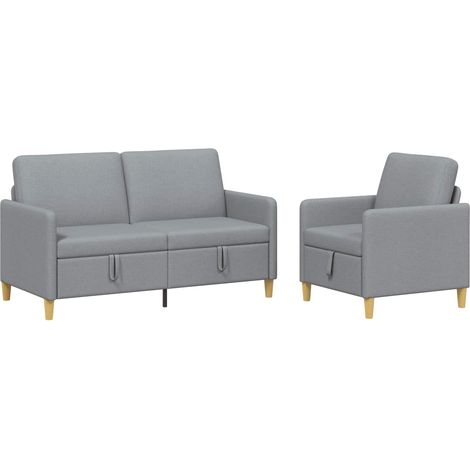 Sofa Set mit Stauraum 2 stk. 3-Sitzer Hellgrau 152 x 78 x 87 cm vidaXL (1/5)