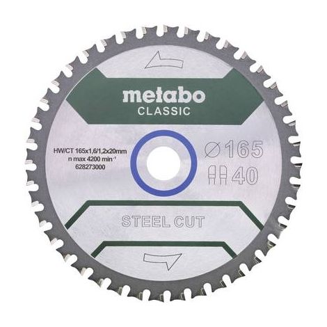 Metabo – Lame de scie circulaire 165 mm – Pour métal – Nombre de dents : 40 – Épaisseur : 1.6 mm – Ø de perçage : 20 mm