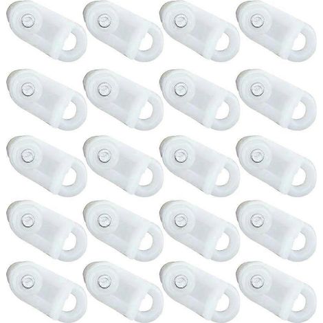 Lot de 100 patins de tringle à rideaux en plastique, petites poulies doubles pour fixation au plafond, accessoires pour la décoration intérieure (1/4)