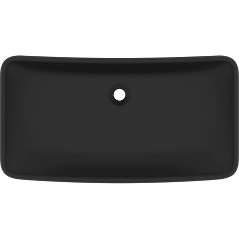 Lavabo da appoggio rettangolare di lusso lavabo da bagno lavabo per sala trucco 71 x 38 cm ceramica nera opaca 020002706