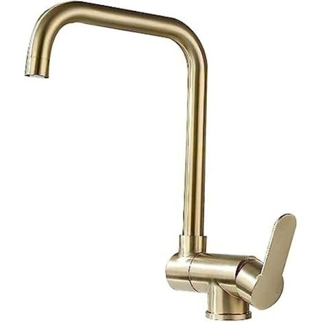 Ausziehbarer Küchenhahn, klappbarer Küchenhahn, 360° schwenkbarer Auslauf (gold) (1/4)