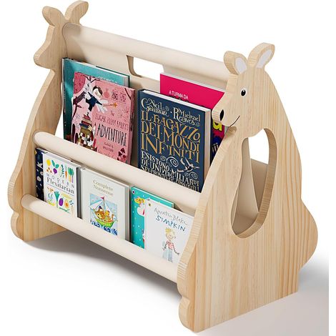 Kinderbücherregal aus Holz – Montessori-Babybücherregal fürs Kinderzimmer, Känguru-Design, Aufbewahrung für Kinderbücher, Kinderzimmermöbel, tragbares Bücherregal, Kinderbücherregal (1/5)