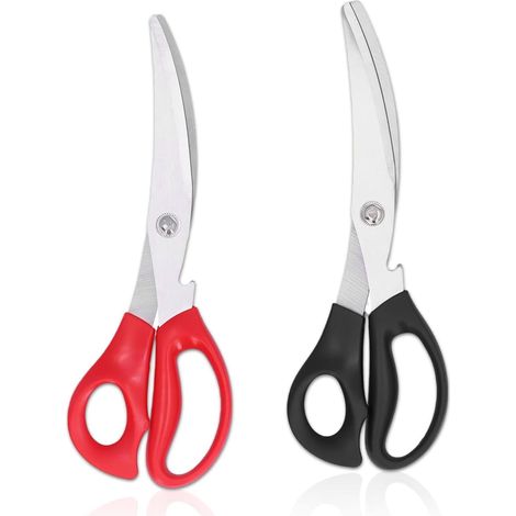 Tragbare Schere, komfortabler Griff, multifunktionale Edelstahlschere mit Schneide für Nähen und Stoffschneiden, 2 Stück (Rote OPP-Verpackung, Schwarze OPP-Verpackung)