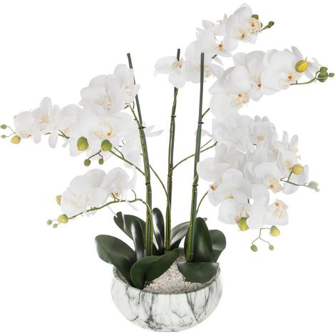 Plante artificielle Orchidée en pot marbré H 62 cm - Atmosphera